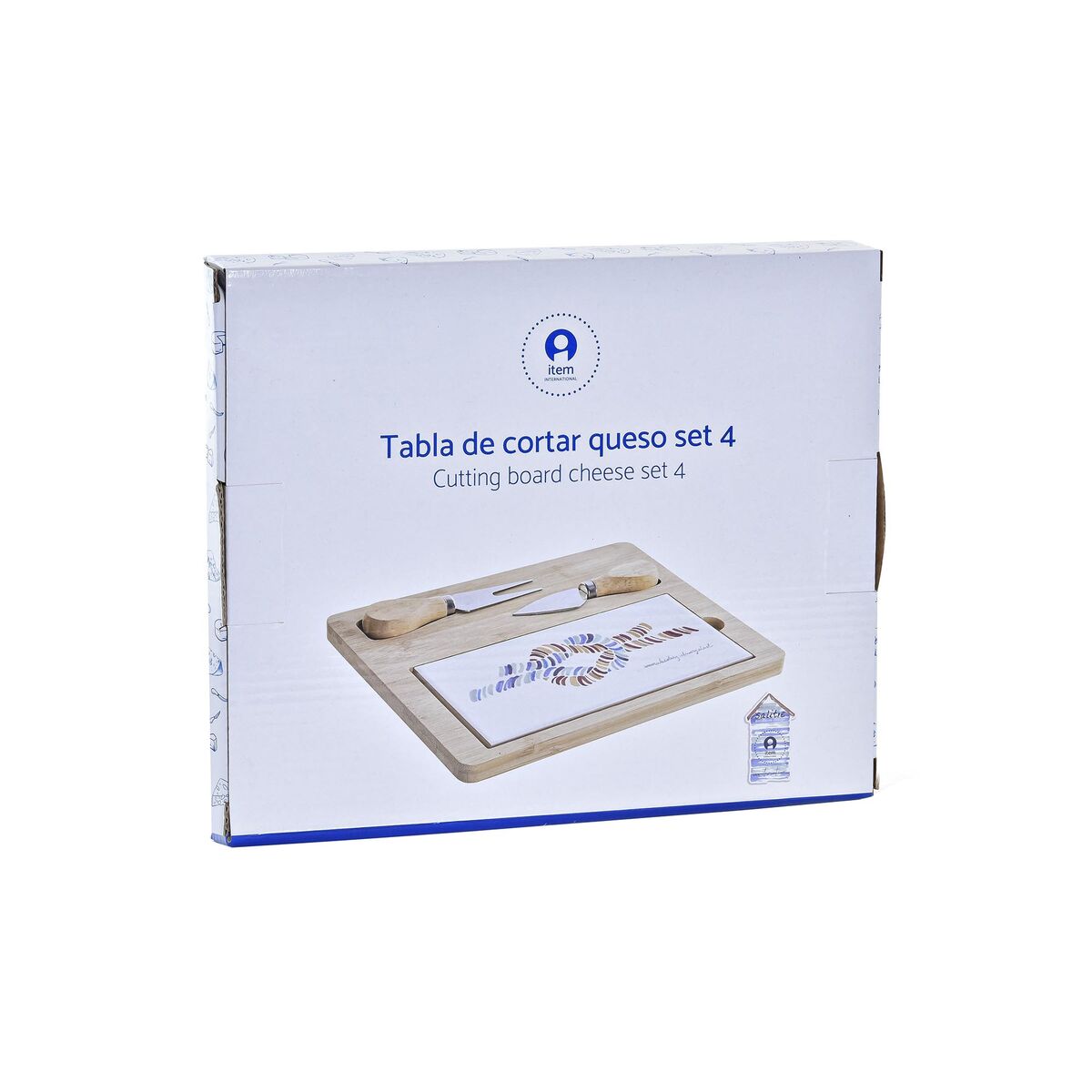 Planche à découper le fromage DKD Home Decor Bambou Grès 24,5 x 20 x 1,2 cm Marin