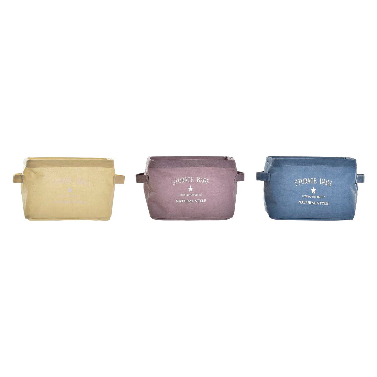 Panier DKD Home Decor Jaune Bleu Bordeaux Toile Moderne 20 x 16 x 15 cm (3 Unités)