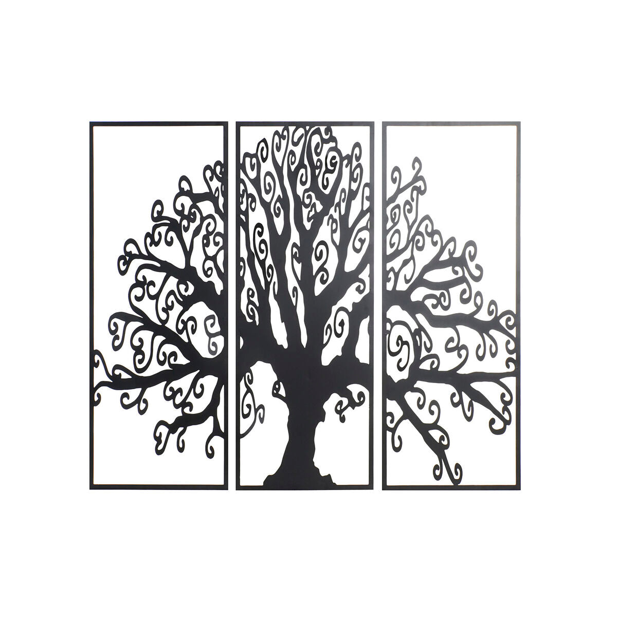 Décoration murale DKD Home Decor 3 Pièces Noir Arbre Métal (105 x 1,3 x 91 cm)