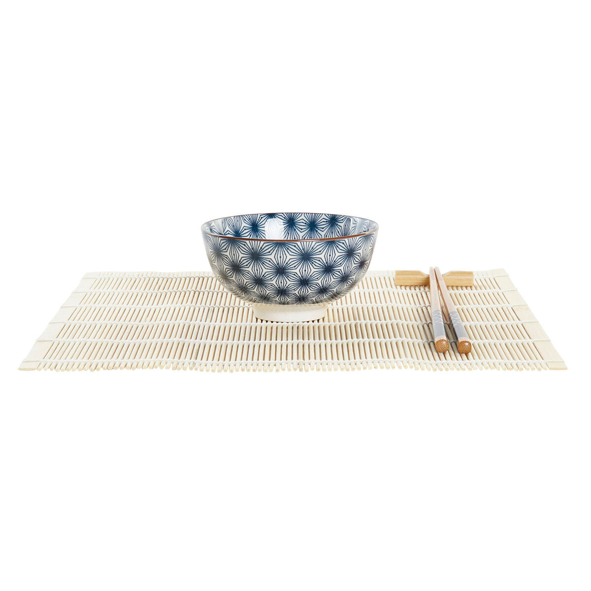 Set de sushi DKD Home Decor 14,5 x 14,5 x 31 cm Bleu Grès Oriental (16 Pièces)