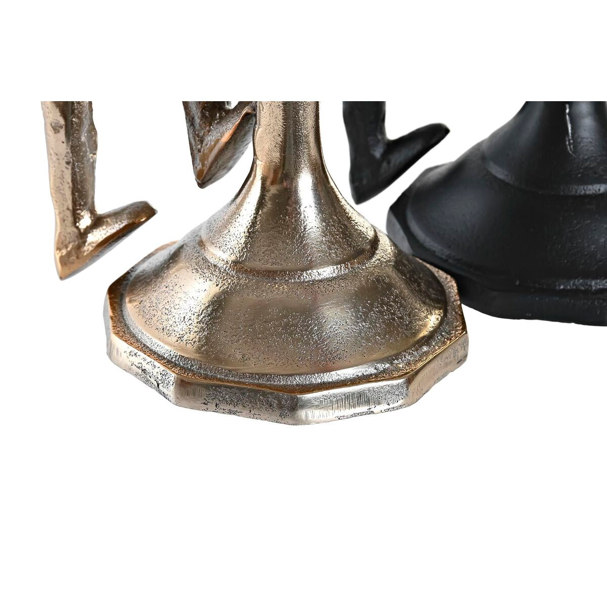 Pot à Bougie DKD Home Decor 12 x 10 x 27 cm Champagne Noir Aluminium Moderne (2 Unités)