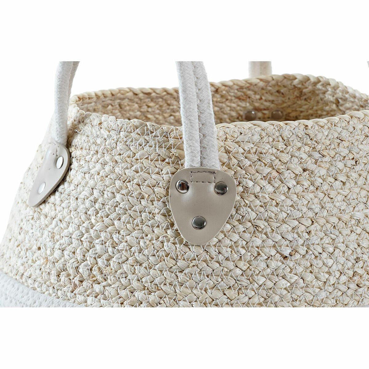 Panier DKD Home Decor Blanc Naturel Fibre naturelle 37 x 37 x 25 cm