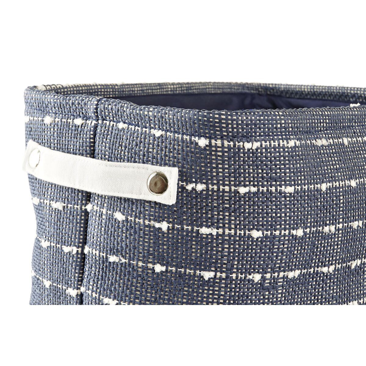 Set de basket DKD Home Decor Blanc Blue marine 38 x 28 x 25 cm 3 Pièces (3 Unités)