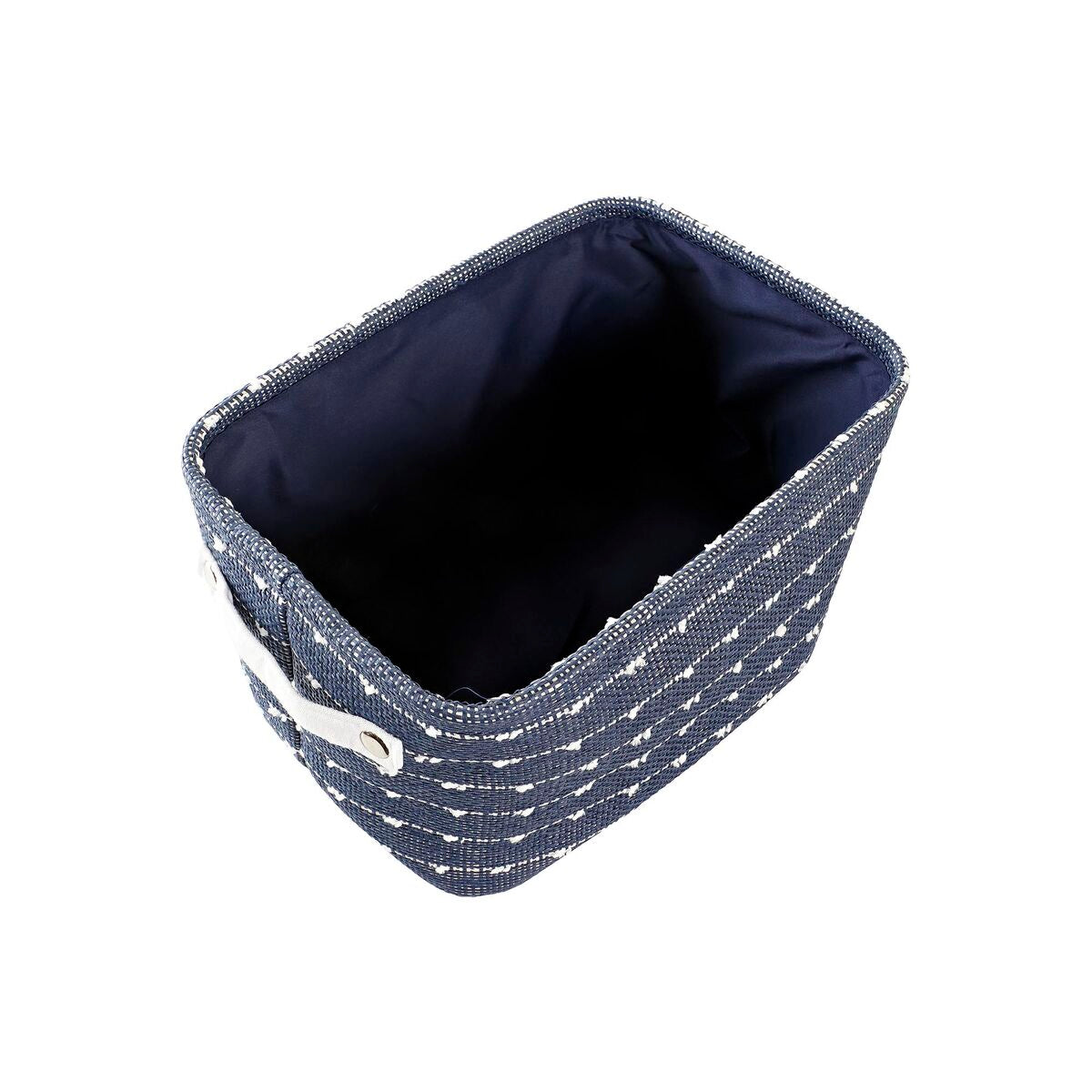 Set de basket DKD Home Decor Blanc Blue marine 38 x 28 x 25 cm 3 Pièces (3 Unités)