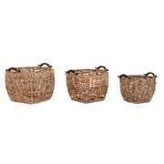 Set de basket DKD Home Decor Naturel Bois Fibre naturelle (3 Pièces)