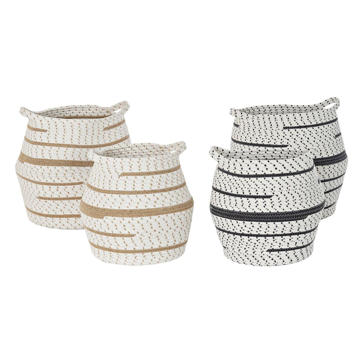 Set de basket DKD Home Decor Blanc Marron Gris Jute (2 Pièces) (2 Unités)