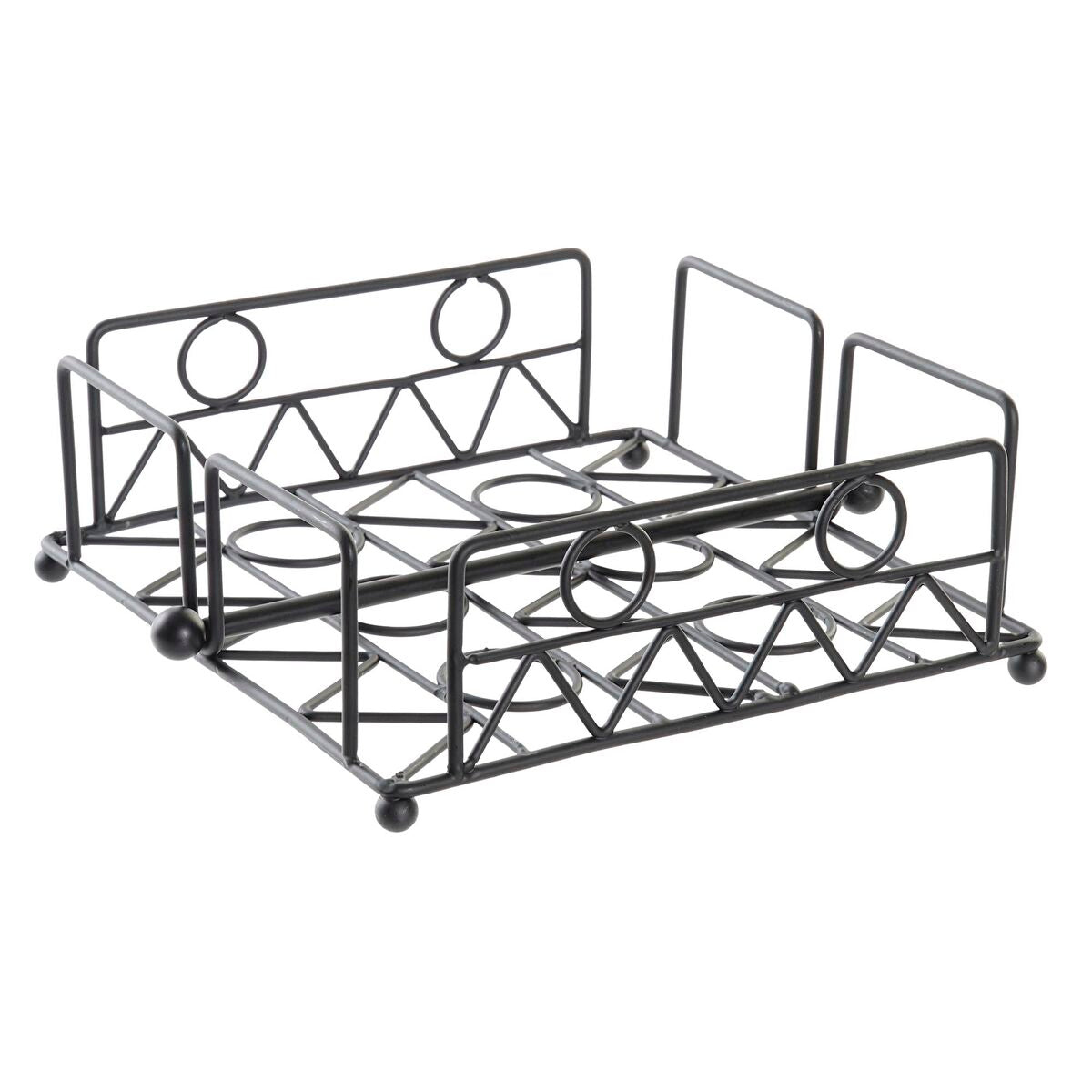 Porte-serviettes DKD Home Decor Géométrique Noir Métal 18 x 18 x 7 cm