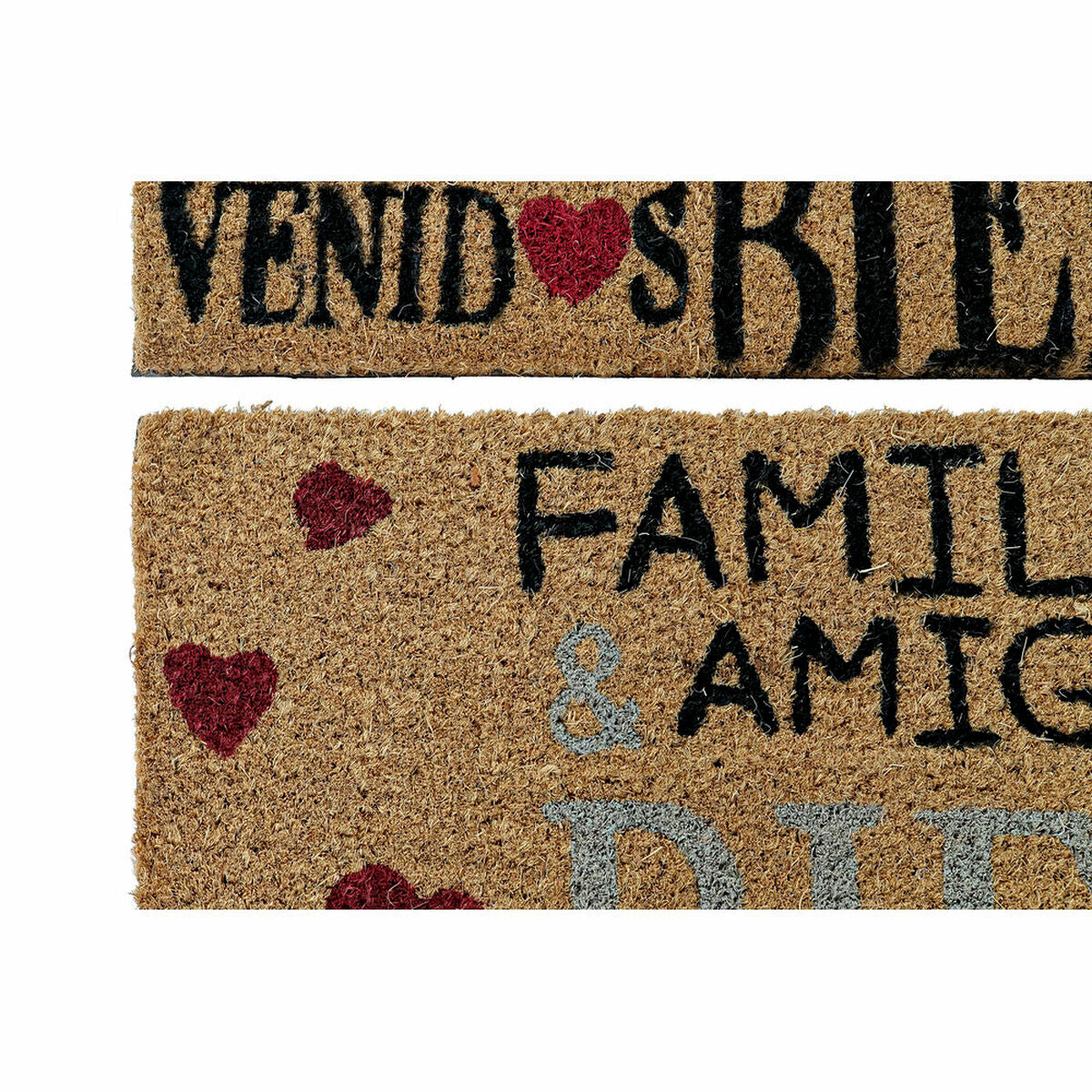 Paillasson DKD Home Decor Rouge Noir Marron Caoutchouc 2 Unités Urbaine Fibres de coco (60 x 40 x 1,5 cm)