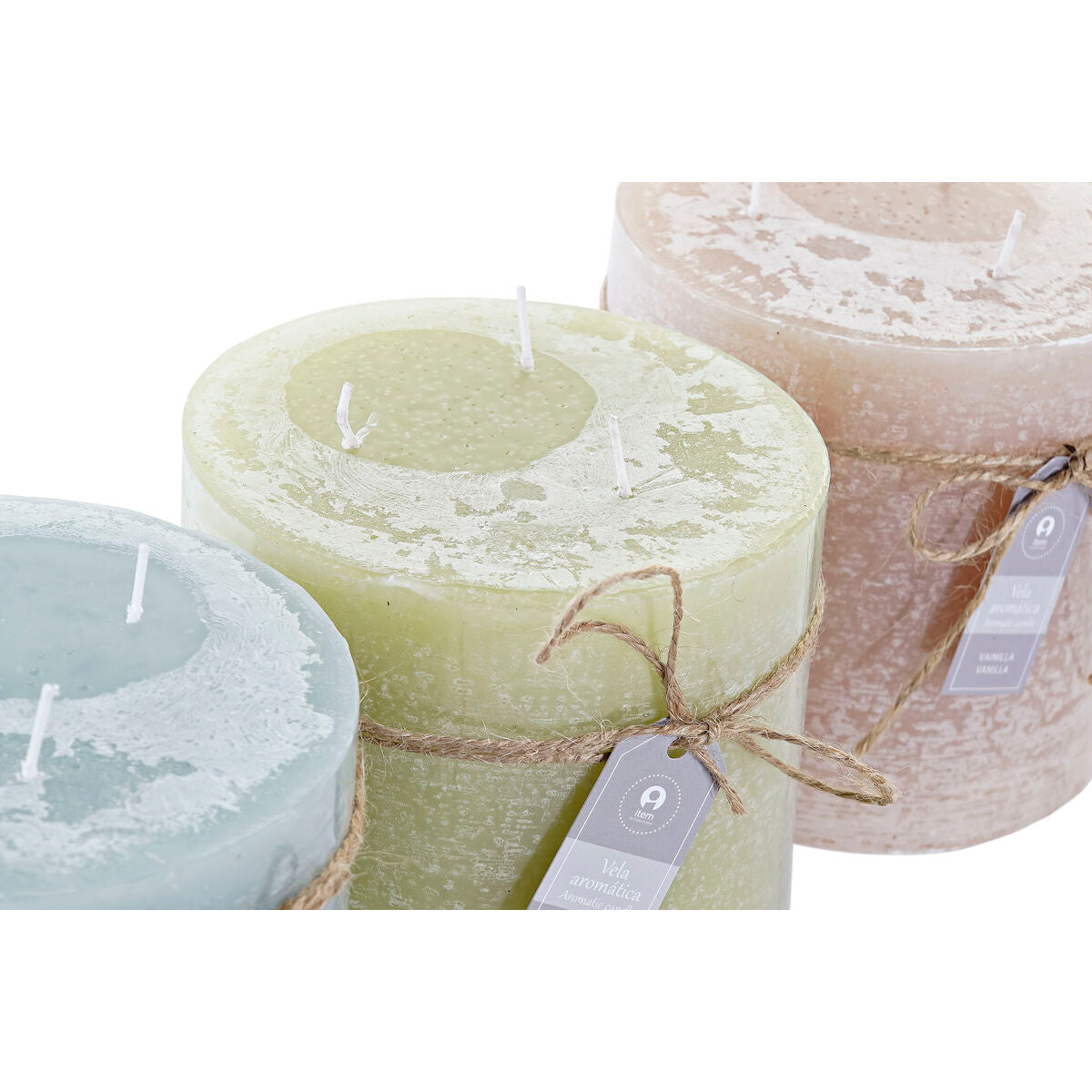 Bougie DKD Home Decor Vanille Cire Basique (12 x 12 x 12 cm) (3 Unités)