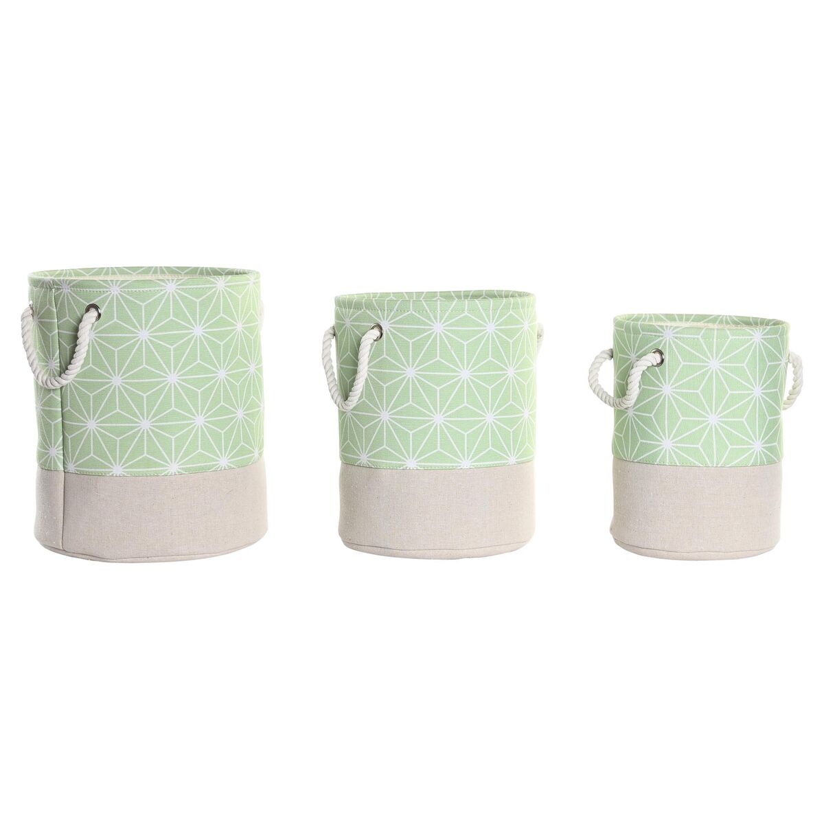 Set de basket DKD Home Decor Vert Beige Géométrique 30 x 30 x 35 cm 4 Kg 3 Pièces (3 Unités)