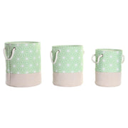 Set de basket DKD Home Decor Vert Beige Géométrique 30 x 30 x 35 cm 4 Kg 3 Pièces (3 Unités)