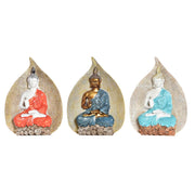 Figurine Décorative DKD Home Decor Bleu Rouge Orange Doré Buda Oriental 15,5 x 5 x 20,7 cm (3 Unités)
