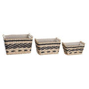 Set de basket DKD Home Decor Gris Naturel Fibre naturelle 38 x 26 x 24 cm 3 Pièces