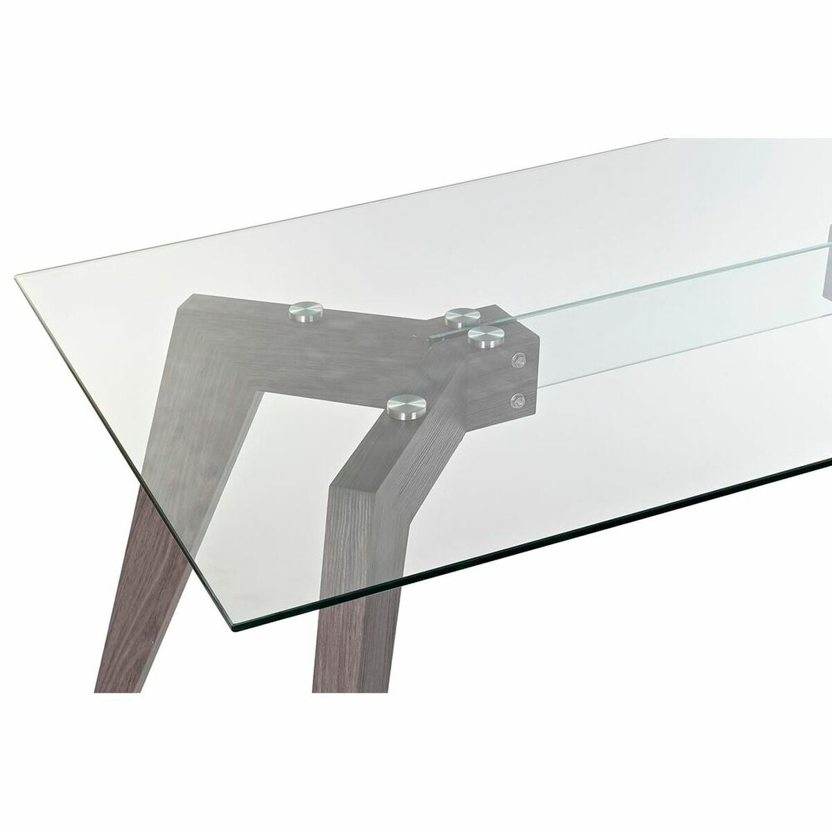 Table de Salle à Manger DKD Home Decor Verre Gris Transparent Bois MDF (160 x 90 x 75 cm)