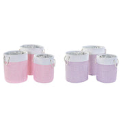 Set de basket DKD Home Decor Blanc Rose Lila 40 x 40 x 49 cm 4 Kg 3 Pièces (2 Unités)