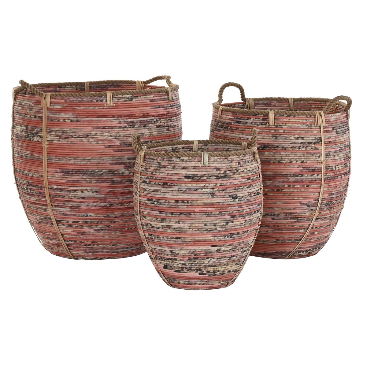 Set de basket DKD Home Decor Pêche Naturel (3 Pièces)