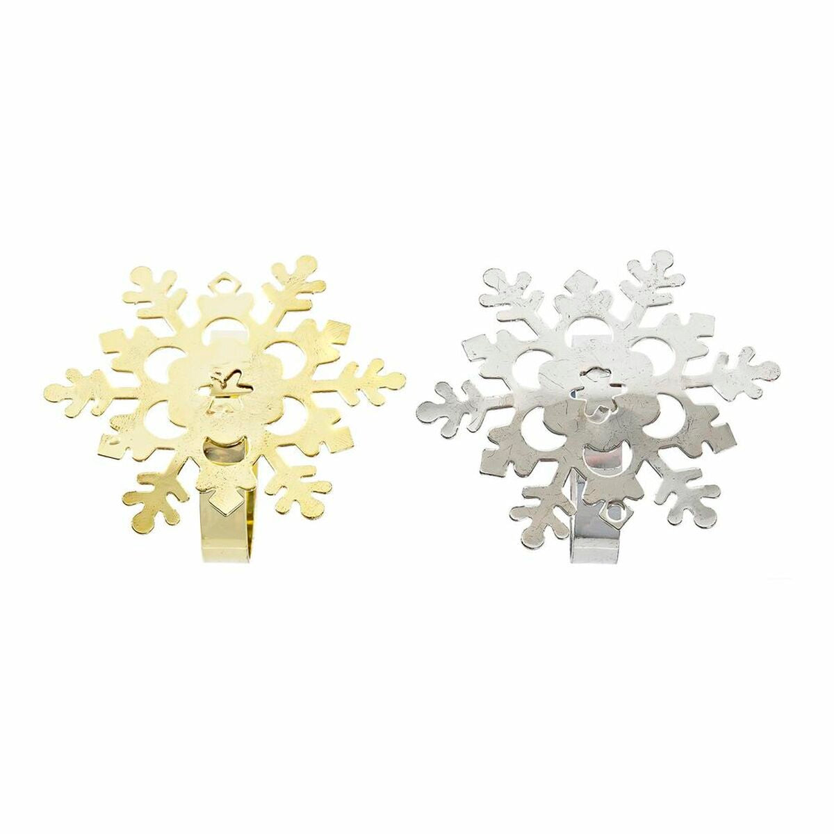 Porte-serviettes DKD Home Decor Lot Métal Flocons de neige (5 x 5 x 17 cm) (2 Unités)