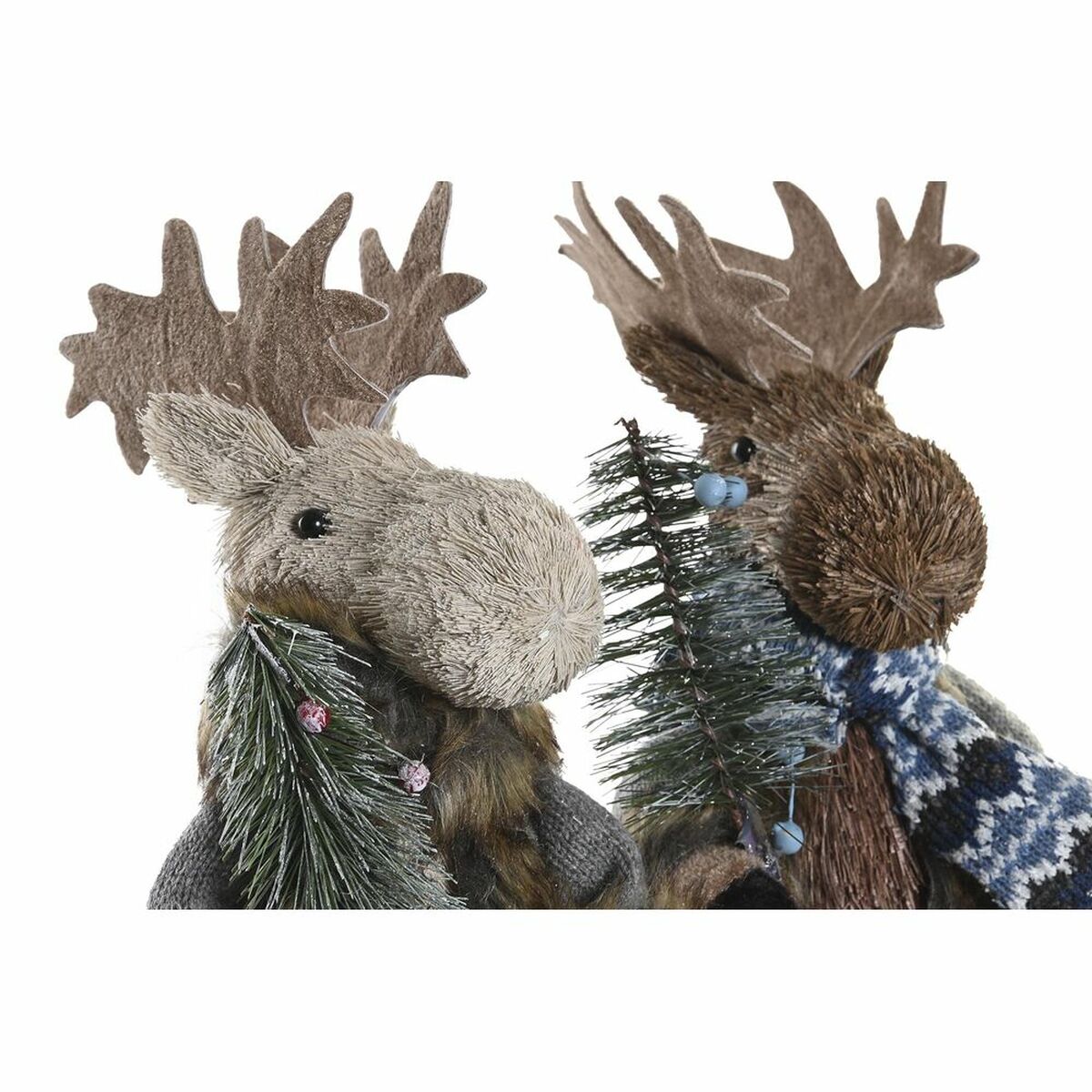 Figurine Décorative DKD Home Decor Noël Renne Naturel polystyrène (15 x 16 x 35 cm) (2 Unités)