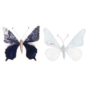 Décorations de Noël DKD Home Decor Polyester Papillon (2 Unités) (23 x 3 x 19 cm)
