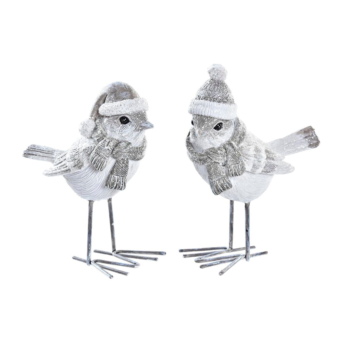 Décorations de Noël DKD Home Decor Résine Oiseau (10,5 x 5,5 x 10,5 cm) (2 Unités)