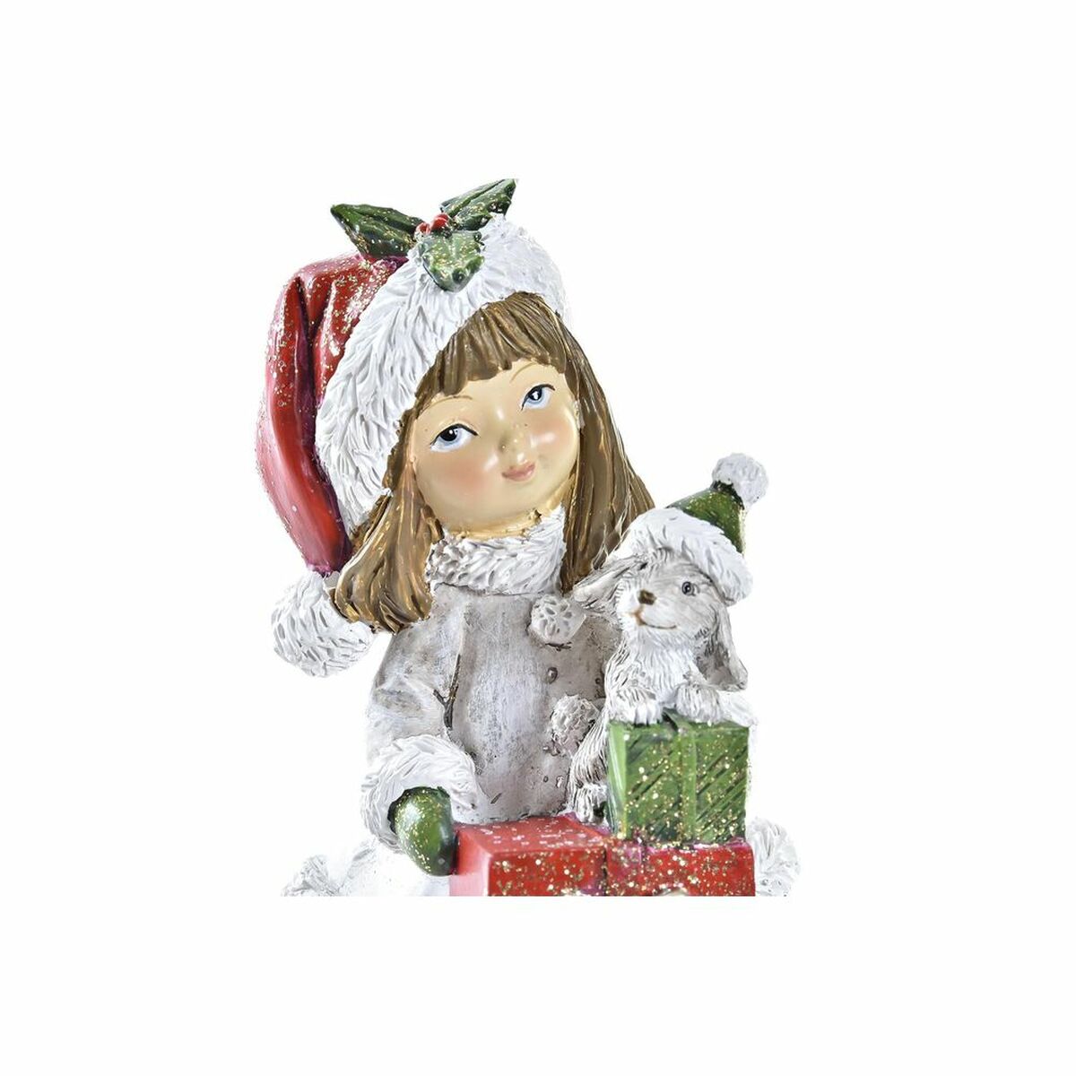 Décorations de Noël DKD Home Decor Résine Filles (6,5 x 6,5 x 12 cm) (2 Unités)