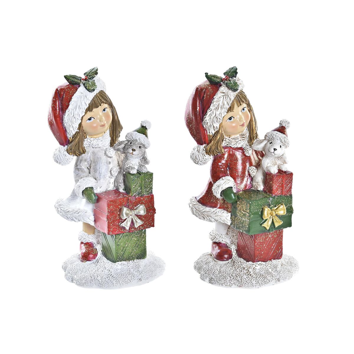 Décorations de Noël DKD Home Decor Résine Filles (6,5 x 6,5 x 12 cm) (2 Unités)