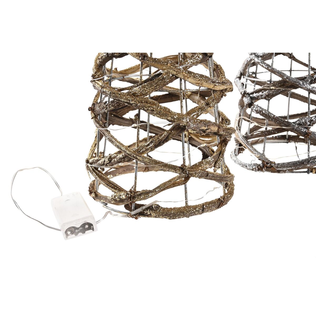 Décoration lumineuse DKD Home Decor Doré Argenté Naturel 19 x 19 x 62 cm Cônes Noël AA x 2, non fournies (2 Unités)