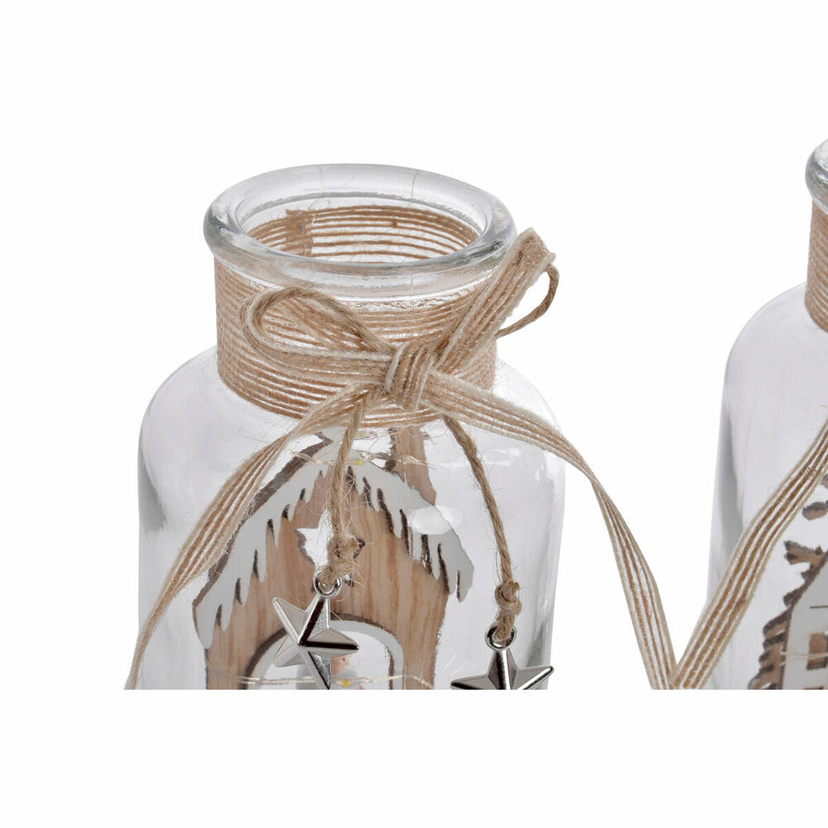 Décoration lumineuse DKD Home Decor Noël Naturel Maison (2 Unités) (9 x 9 x 17 cm)