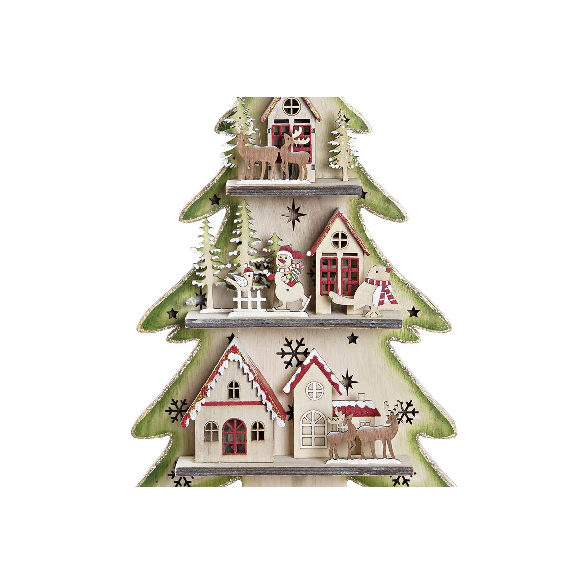 Sapin de Noël DKD Home Decor Rouge Arbre Bleu Rose Bois Vert (23 x 9 x 47 cm) (2 Unités)