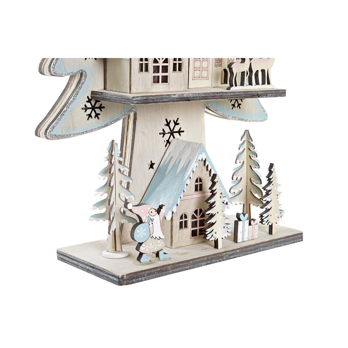 Sapin de Noël DKD Home Decor Rouge Arbre Bleu Rose Bois Vert (23 x 9 x 47 cm) (2 Unités)