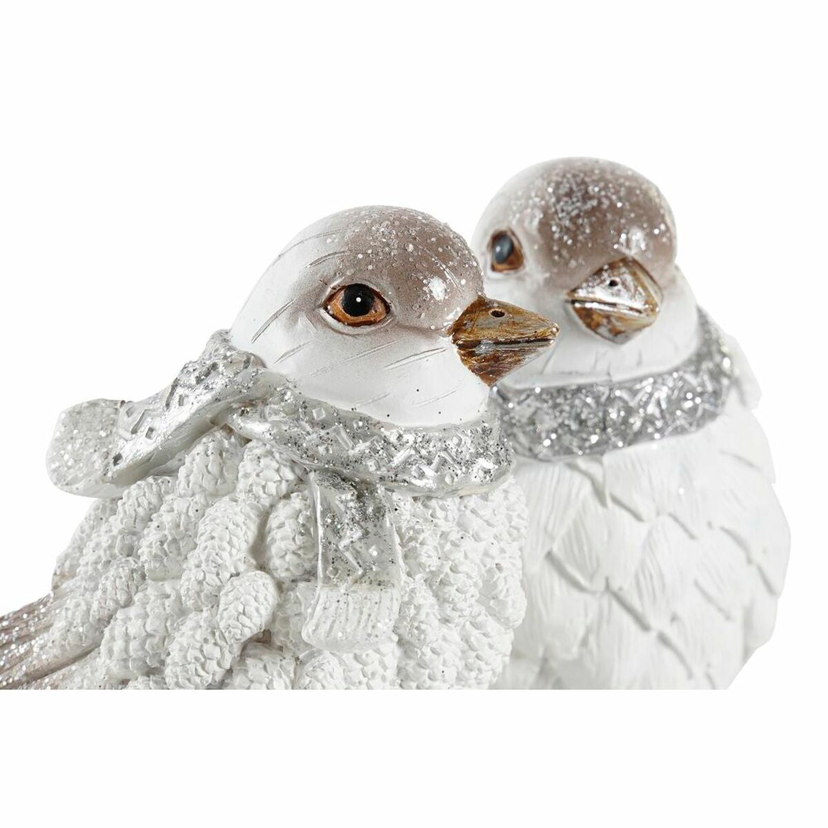 Décorations de Noël DKD Home Decor Résine Oiseau (13,5 x 7 x 12,5 cm) (2 Unités)