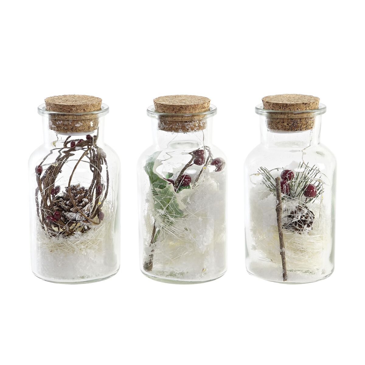 Décoration lumineuse DKD Home Decor Noël Naturel (6 x 6 x 14 cm) (3 Unités)