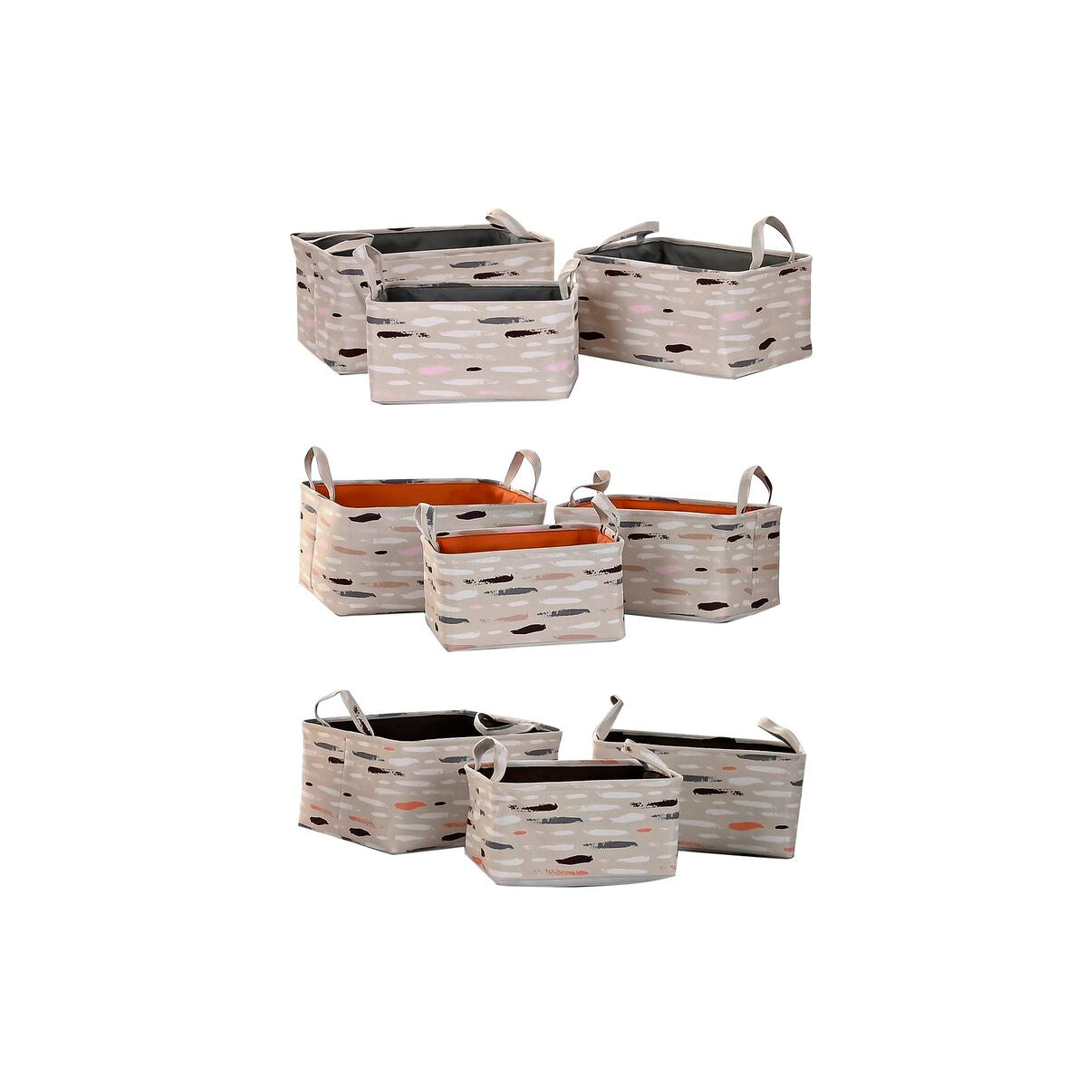 Set de basket DKD Home Decor Marron Gris Orange 40 x 30 x 20 cm (3 Unités)