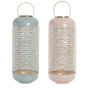Bougeoir DKD Home Decor Bleu Rose Aluminium 24 x 24 x 60 cm 24 x 24 x 71 cm (2 Unités) (2 Pièces)