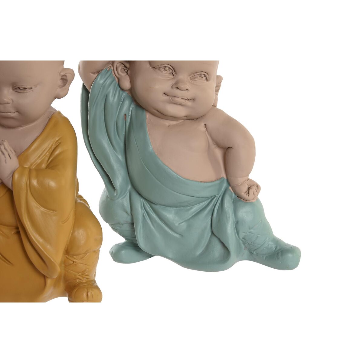 Figurine Décorative DKD Home Decor Bleu Rose Jaune Résine Moine (8 x 5,5 x 12,7 cm) (3 Unités)