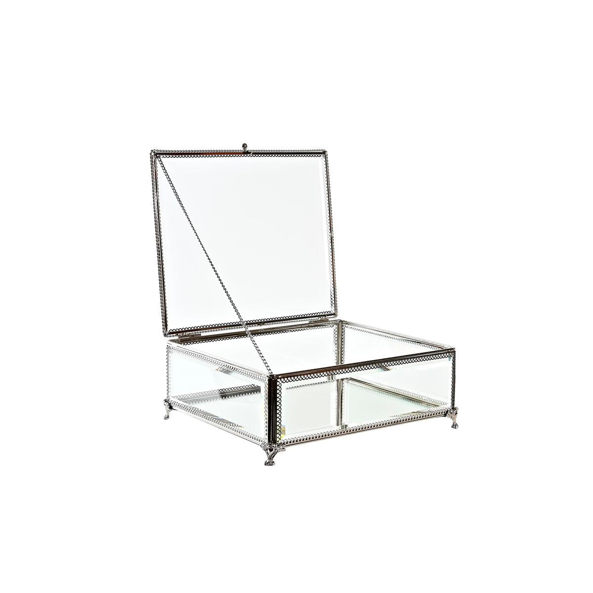 Boîte à bijoux DKD Home Decor Transparent Argenté Métal Verre 25 x 21 x 10 cm
