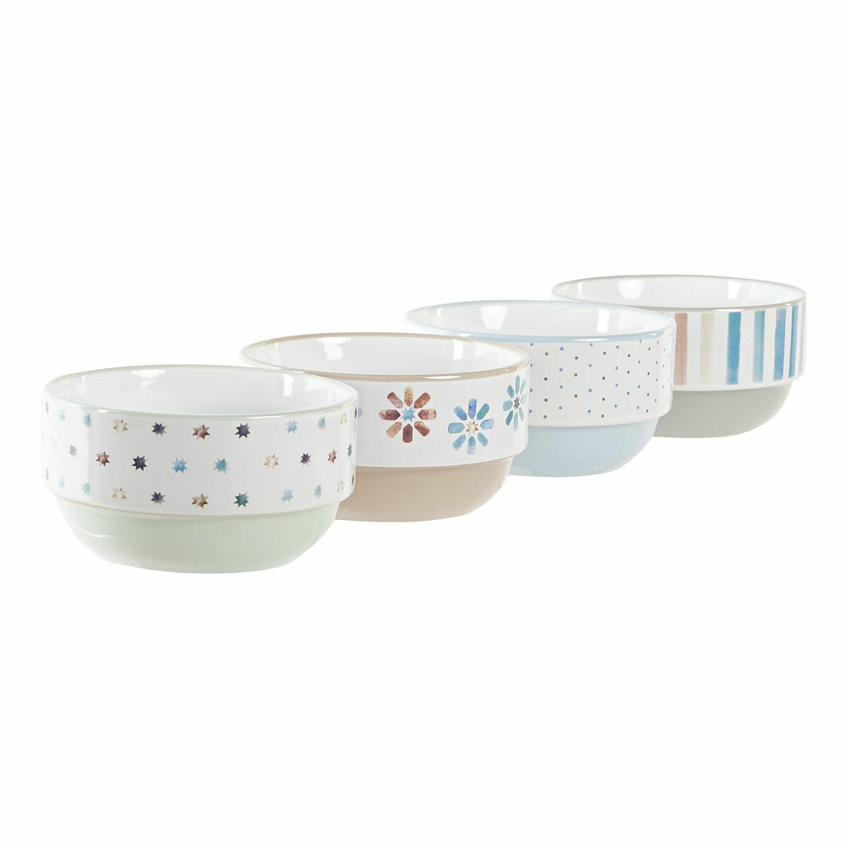 Set de Bols DKD Home Decor Grès 460 ml 12 x 12 x 6,5 cm (4 Unités)