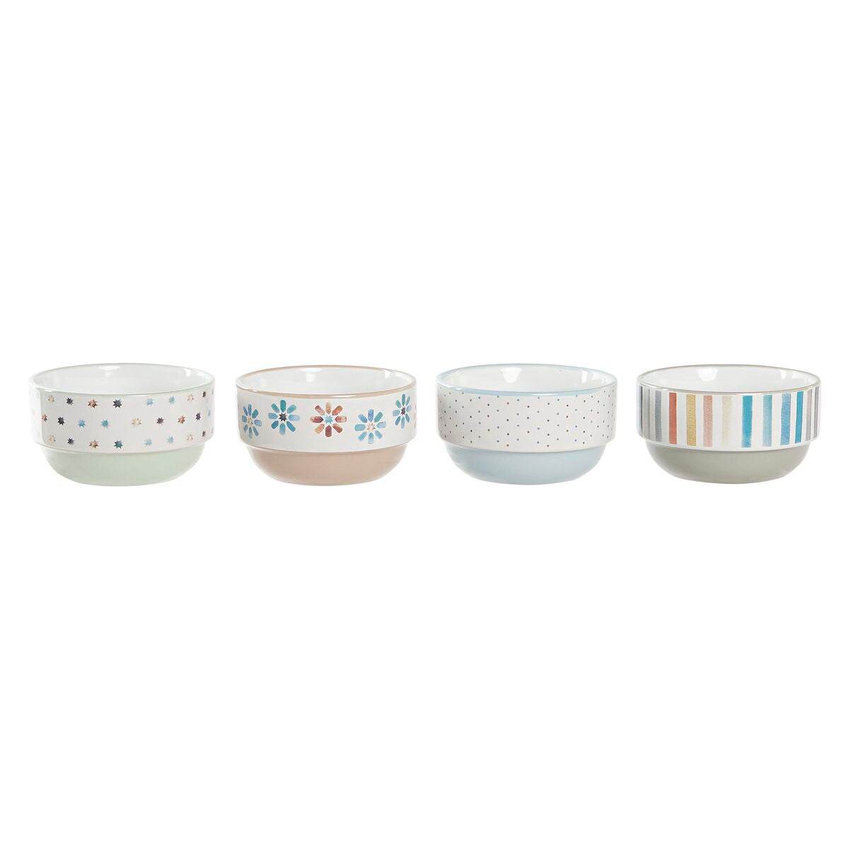Set de Bols DKD Home Decor Grès 460 ml 12 x 12 x 6,5 cm (4 Unités)