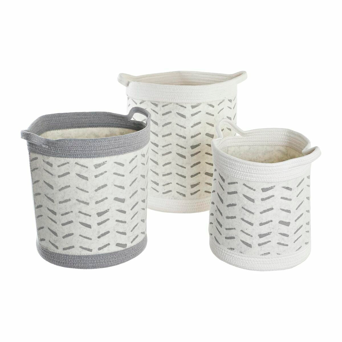 Set de basket DKD Home Decor Blanc Gris 35 x 35 x 40 cm 3 Pièces