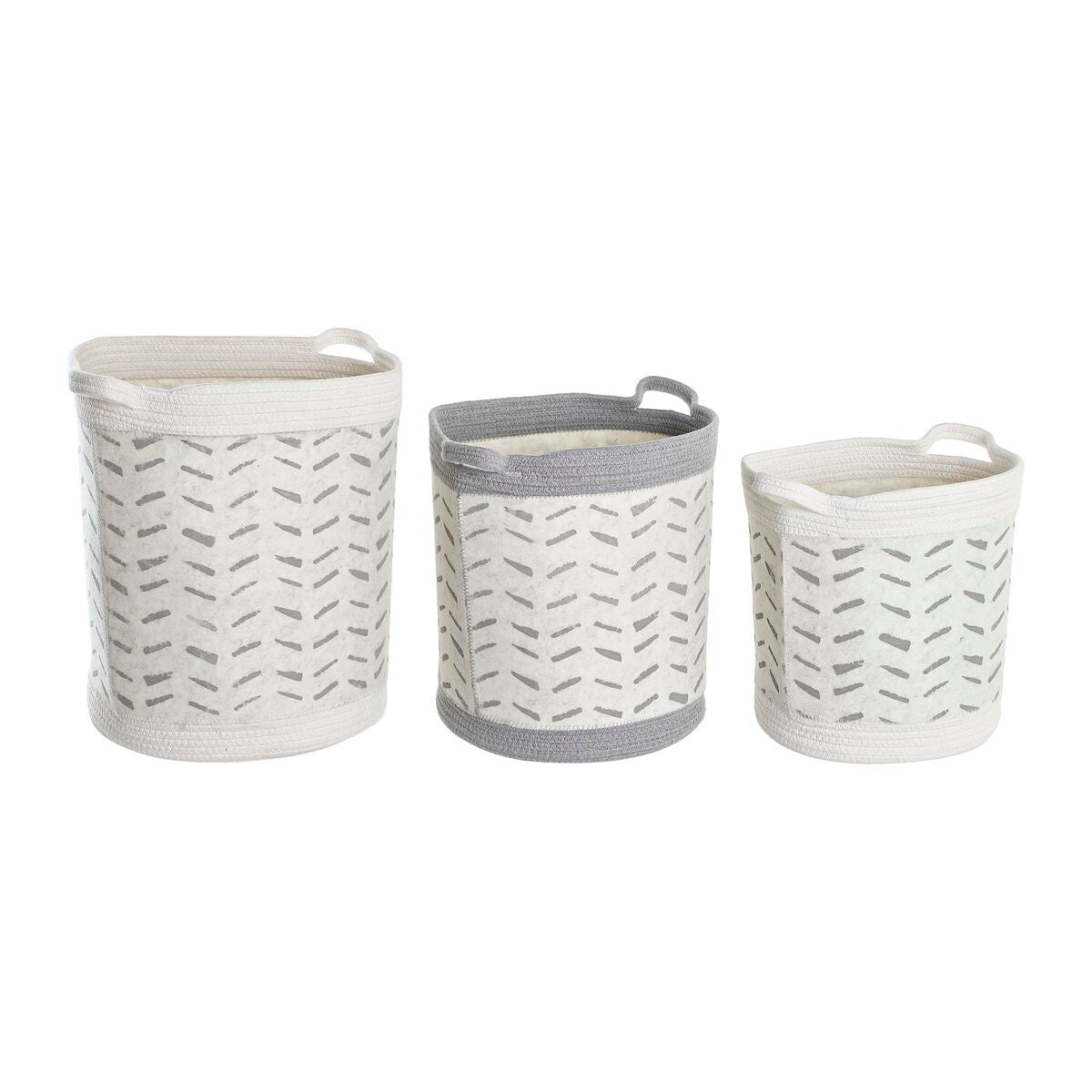 Set de basket DKD Home Decor Blanc Gris 35 x 35 x 40 cm 3 Pièces