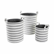 Set de basket DKD Home Decor Blanc Gris Rayures 35 x 35 x 40 cm 3 Pièces (3 Unités)