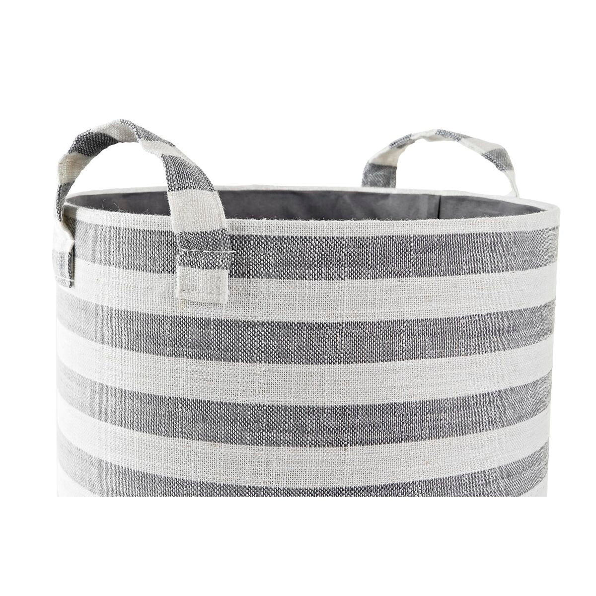 Set de basket DKD Home Decor Blanc Gris Rayures 35 x 35 x 40 cm 3 Pièces (3 Unités)
