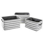 Set de basket DKD Home Decor Blanc Gris Rayures 42 x 32 x 25 cm 3 Pièces