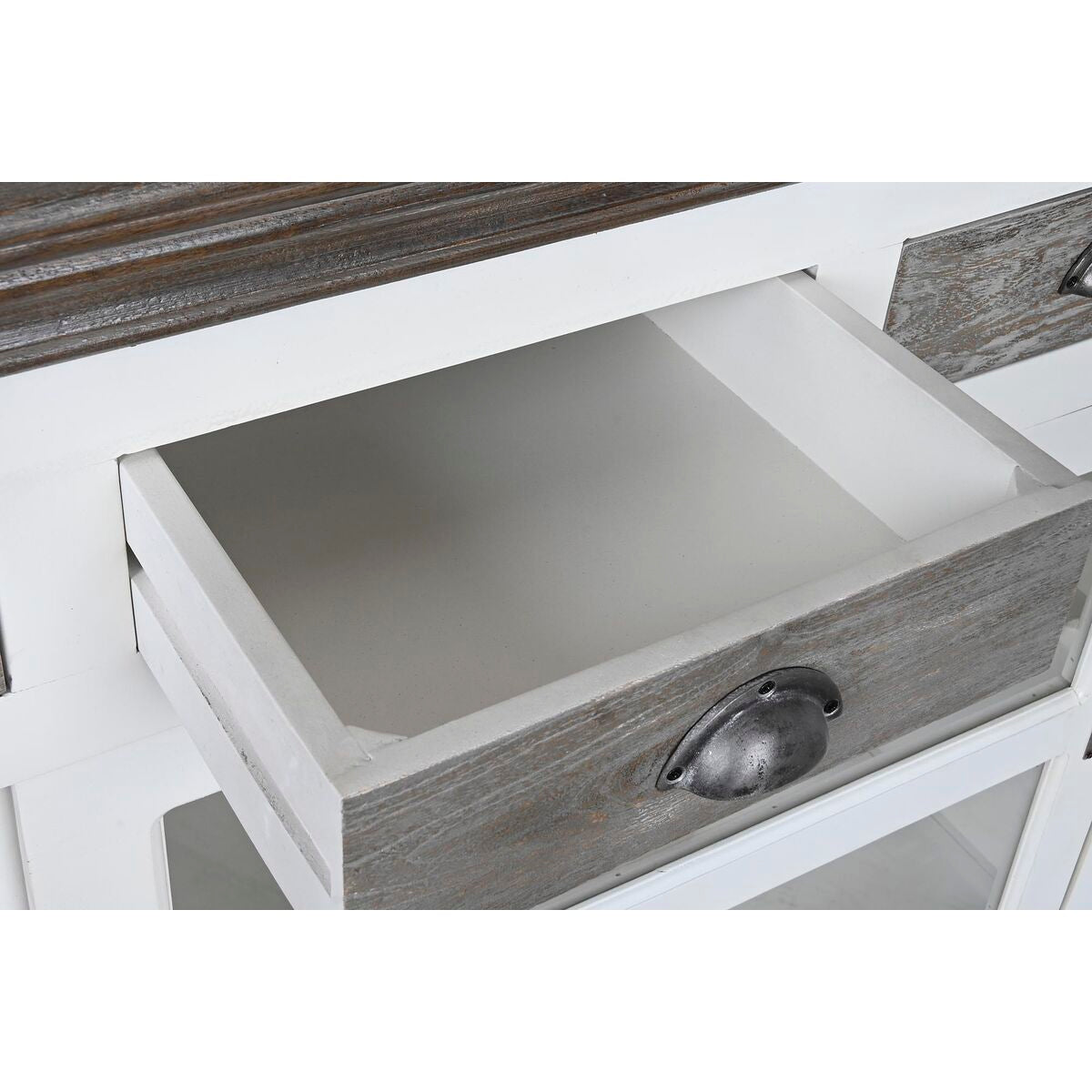 Buffet DKD Home Decor Blanc Gris Brun foncé Verre Bois de manguier 165 x 45,7 x 105,4 cm