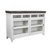 Buffet DKD Home Decor Blanc Gris Brun foncé Verre Bois de manguier 165 x 45,7 x 105,4 cm