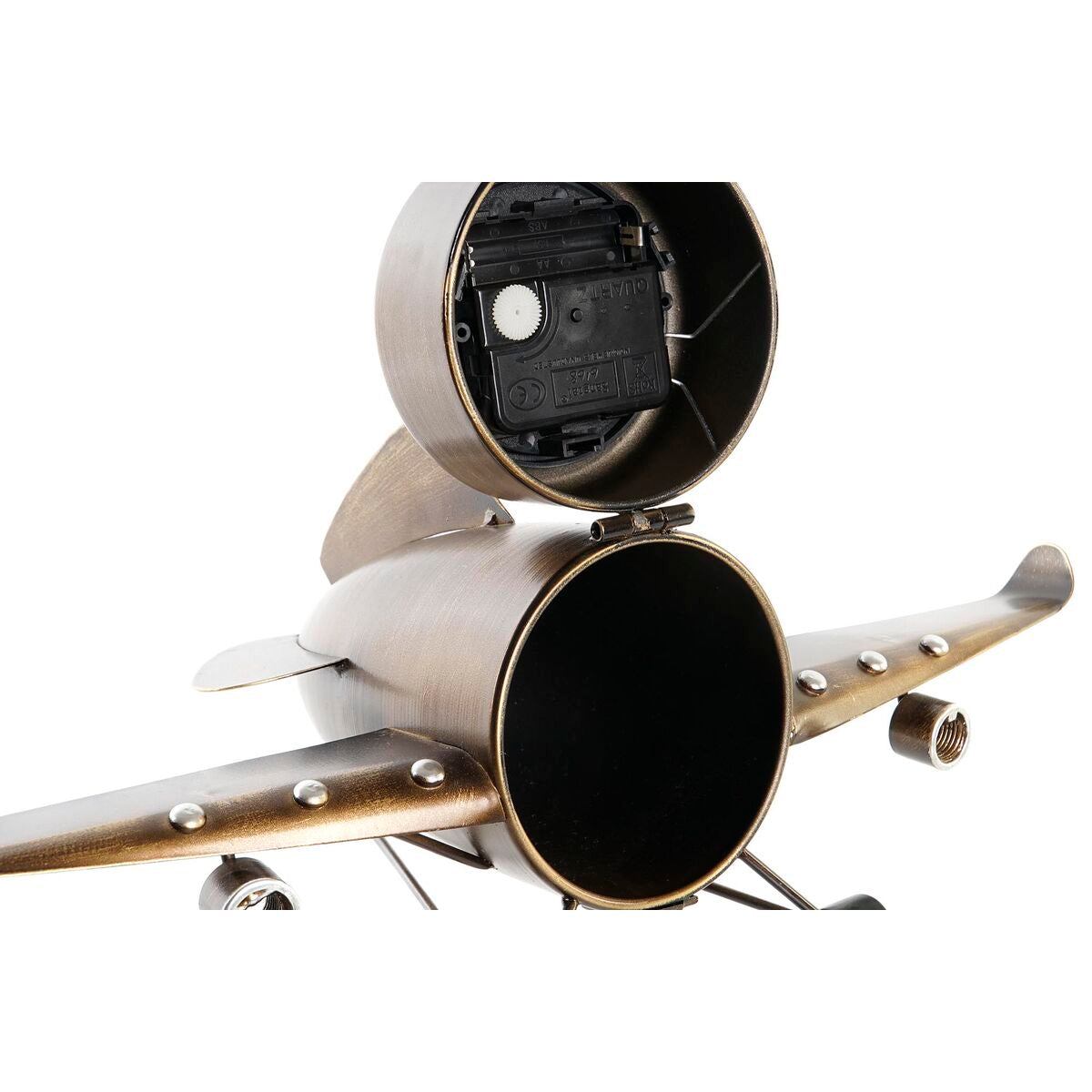 Horloge de table DKD Home Decor Doré Argenté Avion (2 Unités)