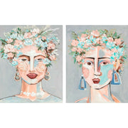 Toile DKD Home Decor Fleurs Moderne 80 x 3,7 x 100 cm (2 Unités)