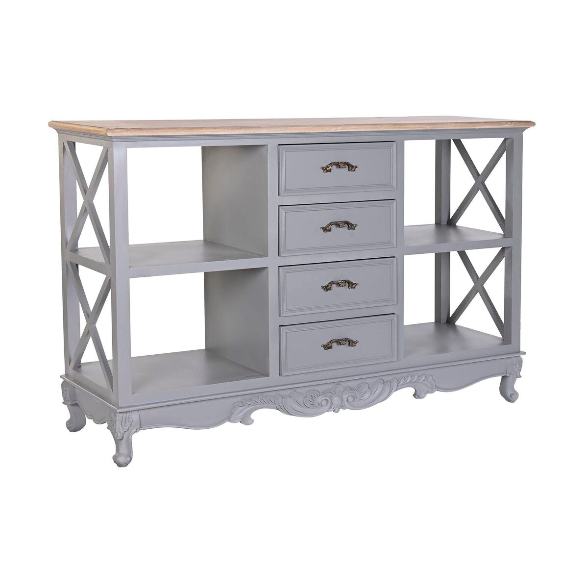 Buffet DKD Home Decor Gris Naturel Bois de paulownia Bois MDF 132 x 40 x 84.5 cm 132 x 40 x 84,5 cm