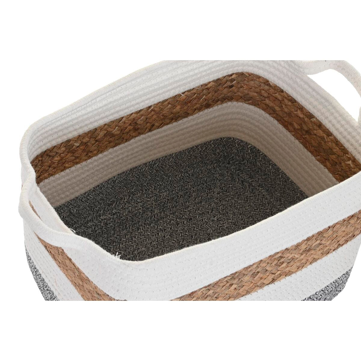 Set de basket DKD Home Decor Blanc Fibre naturelle 36 x 27 x 27 cm 3 Pièces