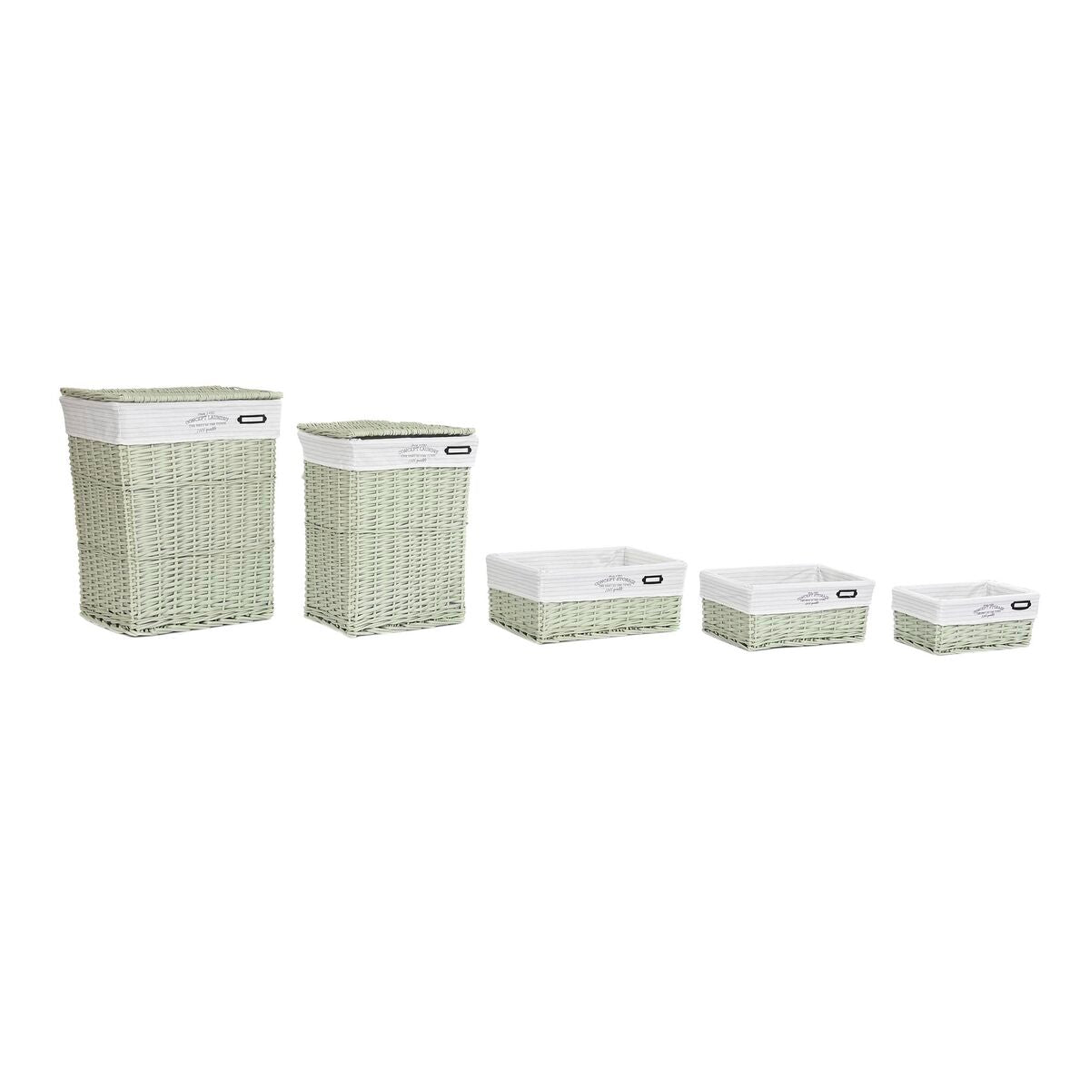 Panier Multi-usages DKD Home Decor Vert osier 44 x 34 x 56 cm 5 Pièces